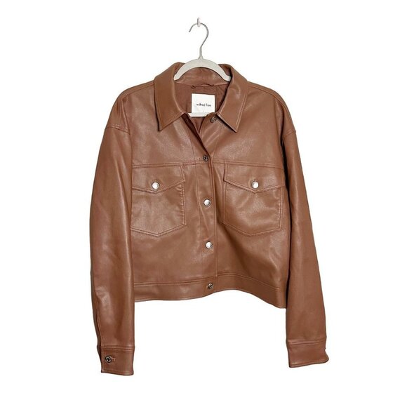 Wilfred Free Gaze Vegan Leather Jacket Epicurean Brown Size Large Aritzia NEW - Picture 2 of 7
